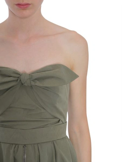 Shop Moschino Tie Front Zip Dress In Military Green