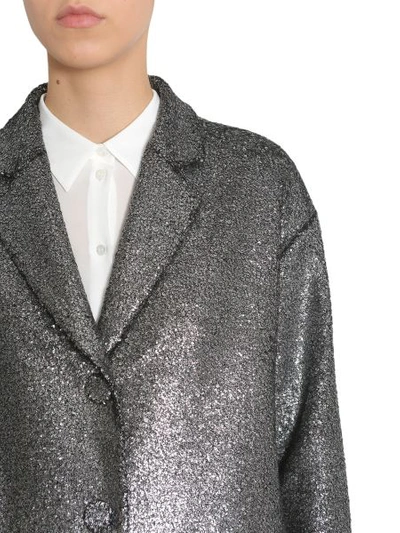 Shop Boutique Moschino Oversize Fit Jacket In Silver
