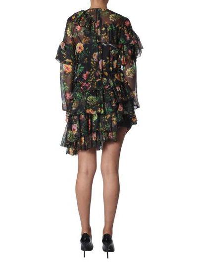 Msgm Asymmetrical Layered Ruffled Mini Dress In Black