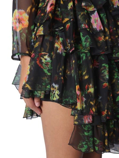 Msgm Asymmetrical Layered Ruffled Mini Dress In Black