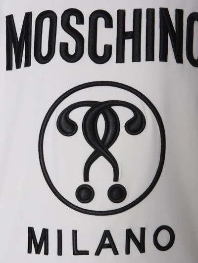 Shop Moschino Cotton T-shirt Dress With Embroidered Logo In White