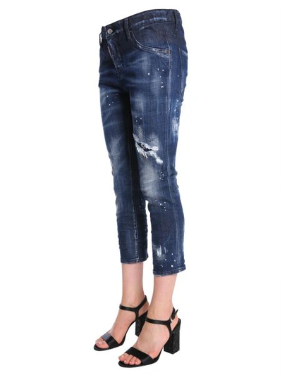 Shop Dsquared2 Cool Girl Cropped Fit Jeans In Blue