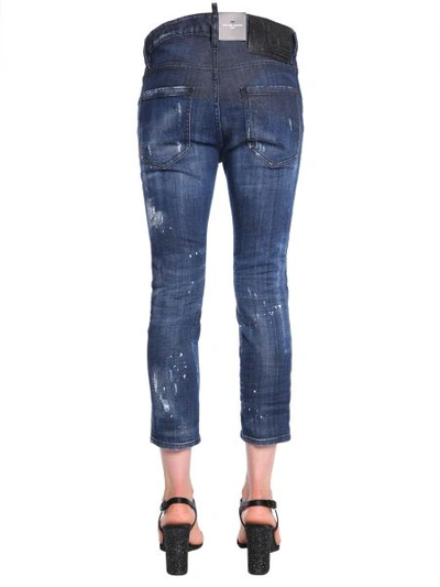 Shop Dsquared2 Cool Girl Cropped Fit Jeans In Blue