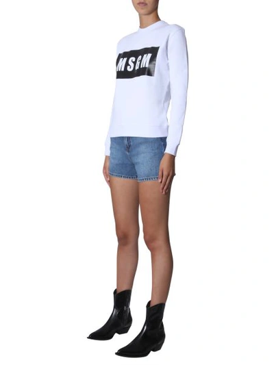 Shop Msgm Crew Neck Sweatshirt In White