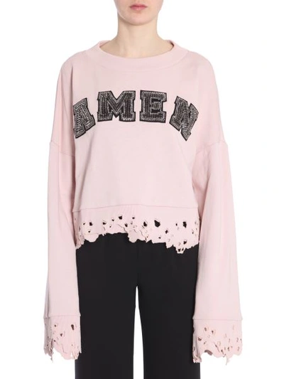 Shop Amen Cropped Sweatshirt In Pink