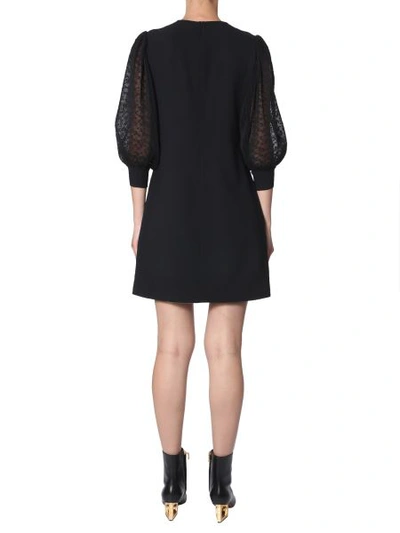 Givenchy Floral Lace Sleeved Dress In Black