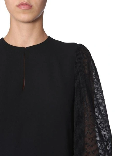 Givenchy Floral Lace Sleeved Dress In Black