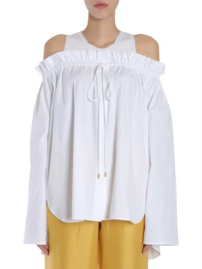 Shop Alberta Ferretti Cotton Poplin Blouse In White