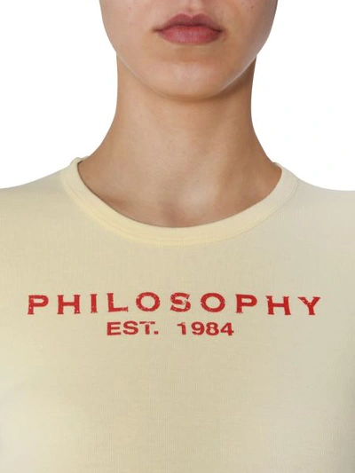 Shop Philosophy Di Lorenzo Serafini Cotton T-shirt With Logo Print In Yellow