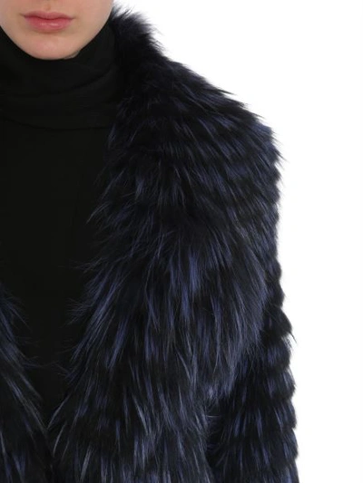 Shop Simonetta Ravizza Long Fox Fur Coat In Blue