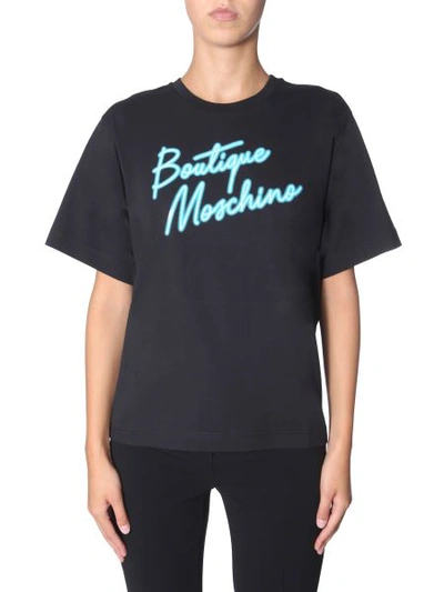 Shop Boutique Moschino Round Neck T-shirt In Black