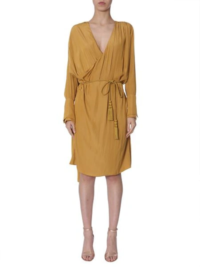 Shop Lanvin Midi Dress In Gold