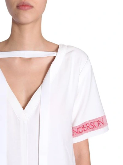 Shop Jw Anderson V Collar Blouse In White