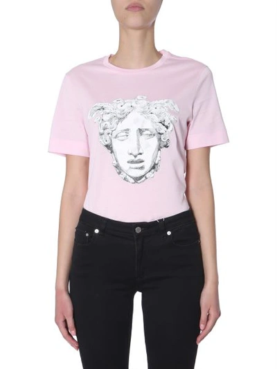 Shop Versace Crew Neck T-shirt In Pink