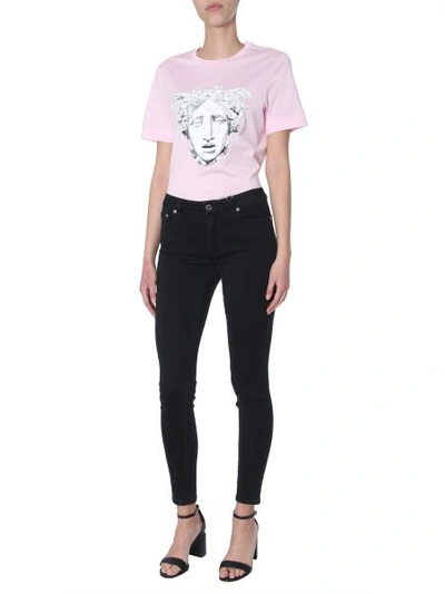 Shop Versace Crew Neck T-shirt In Pink