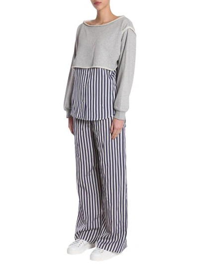 Shop Alexander Wang T Striped Wide Leg Trousers In Grey