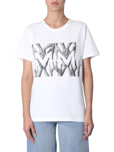 Shop Mm6 Maison Margiela Round Neck T-shirt In White