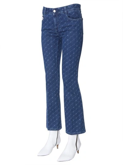 Shop Stella Mccartney Kick Skinny Jeans With Monogram In Blue