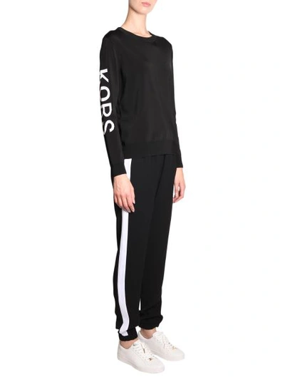 Shop Michael Michael Kors Sweater With Inlay Logo In Black