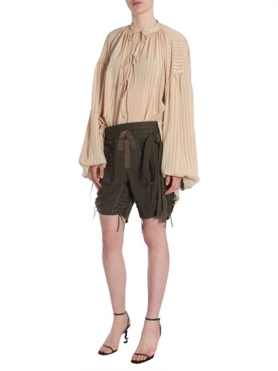 Shop Saint Laurent Laced Military Shorts In Military Green