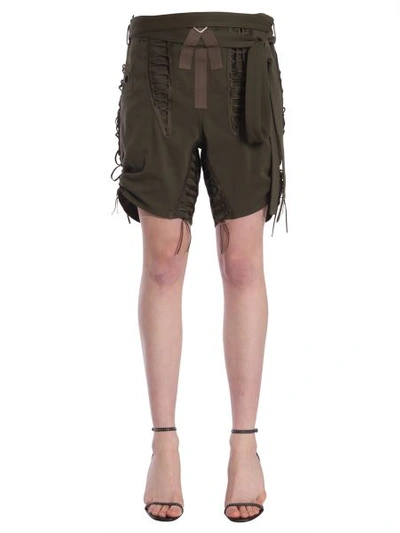 Shop Saint Laurent Laced Military Shorts In Military Green