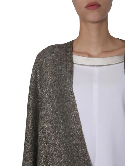 Shop Brunello Cucinelli Metallic Linen-blend Poncho In Gold