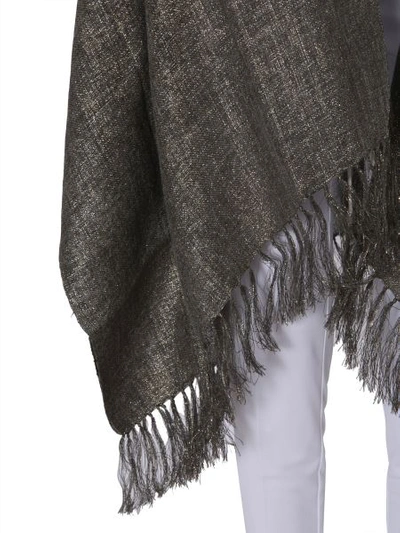 Shop Brunello Cucinelli Metallic Linen-blend Poncho In Gold