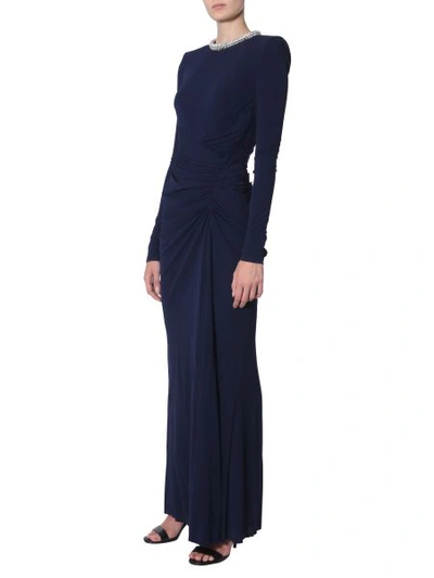 Shop Alexander Mcqueen Crystal Rope Evening Dress In Blue