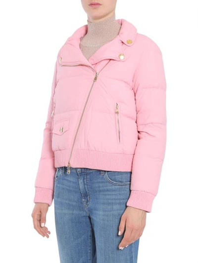 Shop Boutique Moschino Quilted Down Jacket In Pink