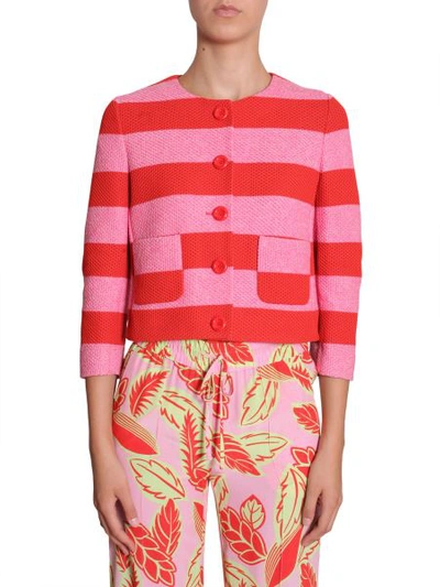 Shop Boutique Moschino Striped Jacket In Pink