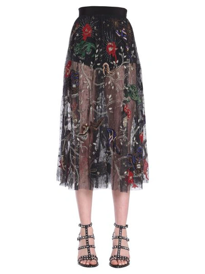 Shop Amen Embroidered Skirt In Multicolour