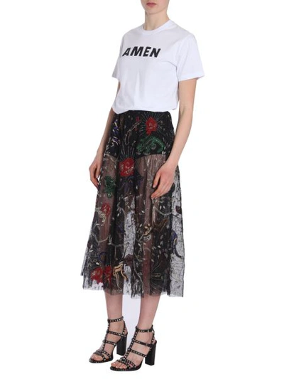 Shop Amen Embroidered Skirt In Multicolour