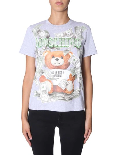 Shop Moschino Dollar Teddy Bear T-shirt In Grey