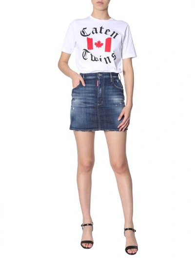 Shop Dsquared2 T-shirt With Caten Twins Print In White