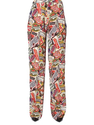 Dsquared2 Printed Palazzo Pants In Multicolour