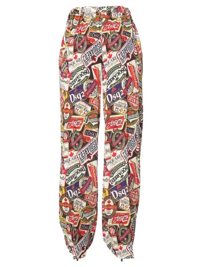 Dsquared2 Printed Palazzo Pants In Multicolour