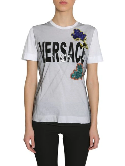 Shop Versace T-shirt With Logo Print In White