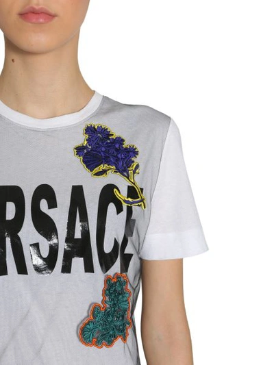 Shop Versace T-shirt With Logo Print In White