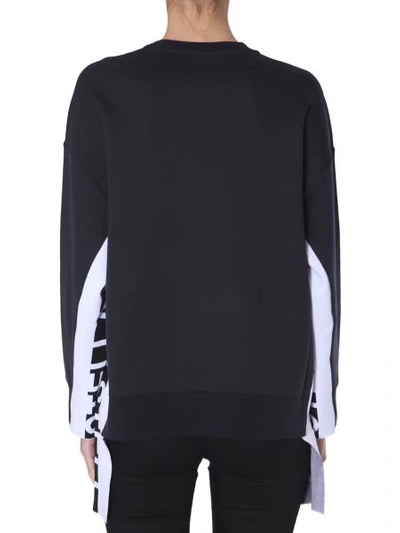 Shop Stella Mccartney Cotton Mixed Sweatshirt With Logo Inserts In Black
