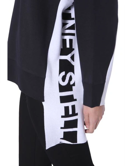 Shop Stella Mccartney Cotton Mixed Sweatshirt With Logo Inserts In Black