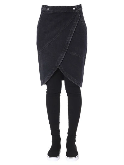 Shop Givenchy Denim Wallet Skirt In Black