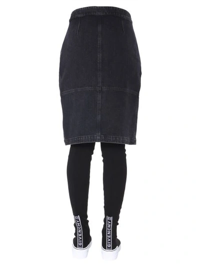 Shop Givenchy Denim Wallet Skirt In Black