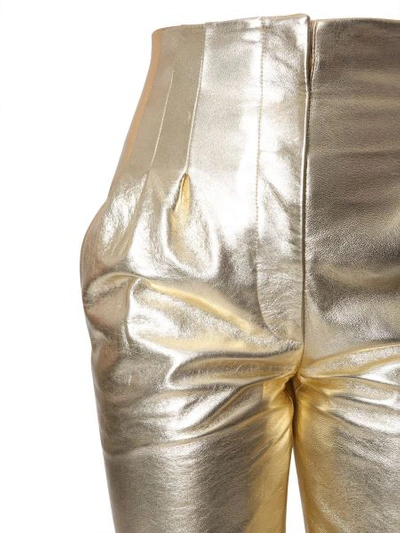 Shop Alberta Ferretti High-waist Leather Trousers In Gold