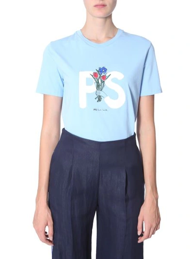 Shop Ps By Paul Smith T-shirt With Logo Print In Azure