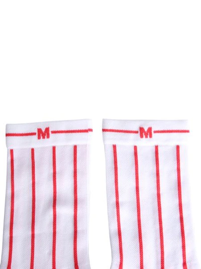 Shop Msgm Striped Socks In Technical Fabric In Red