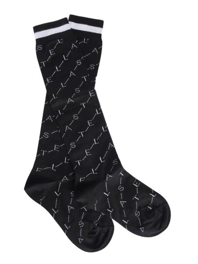 Shop Stella Mccartney Cotton Mixed Monogram Socks In Black