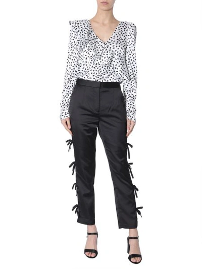 Shop Self-portrait Trousers With Bows In Black