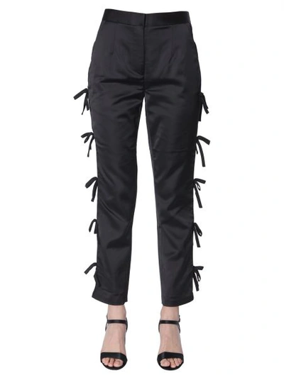 Shop Self-portrait Trousers With Bows In Black