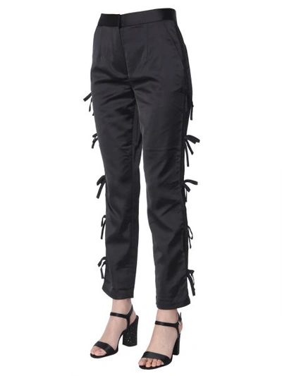 Shop Self-portrait Trousers With Bows In Black