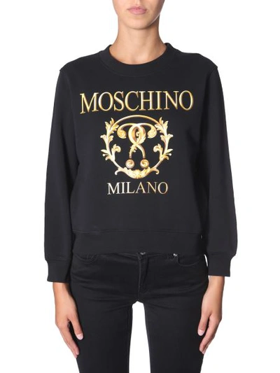 Shop Moschino Crew Neck Sweatshirt In Black